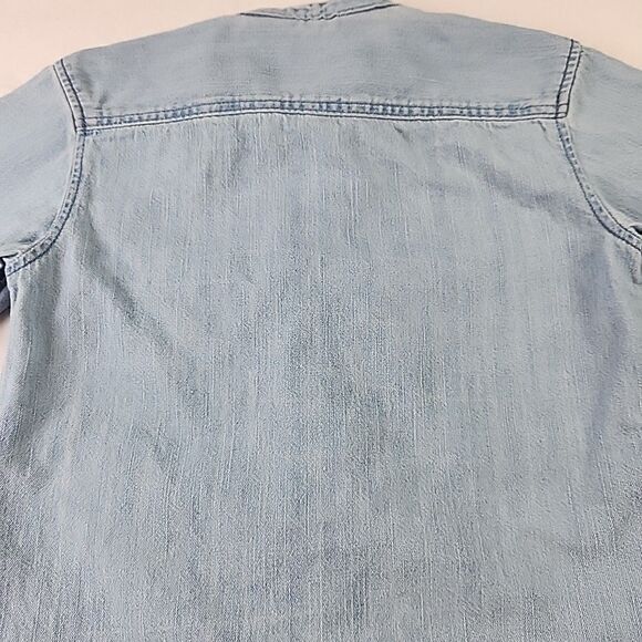 H&M Toddler Boys Denim Short Sleeve Button Down Shirt 2T Band Collar - Picture 10 of 10